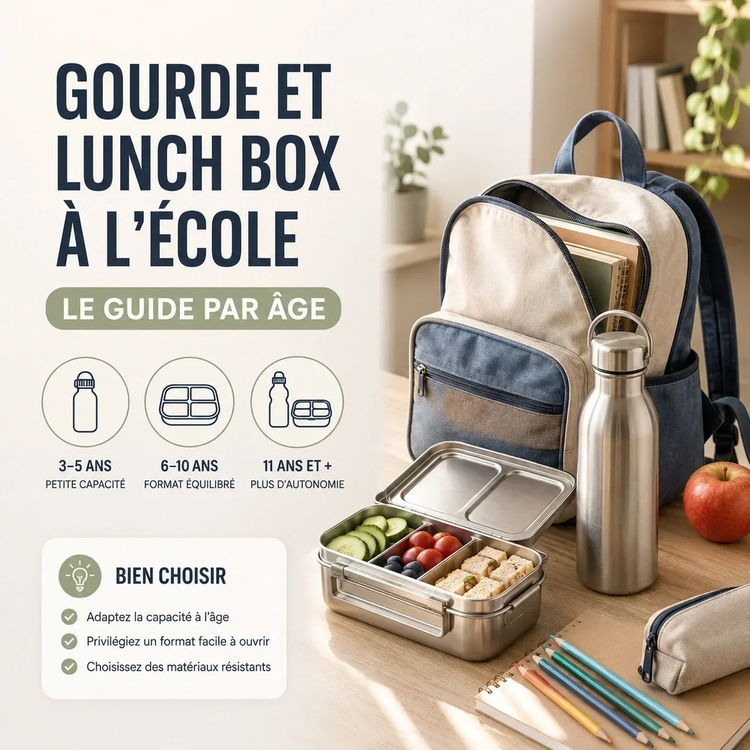 Gourde et lunch box à l'école : le guide par âge (maternelle, primaire, collège)