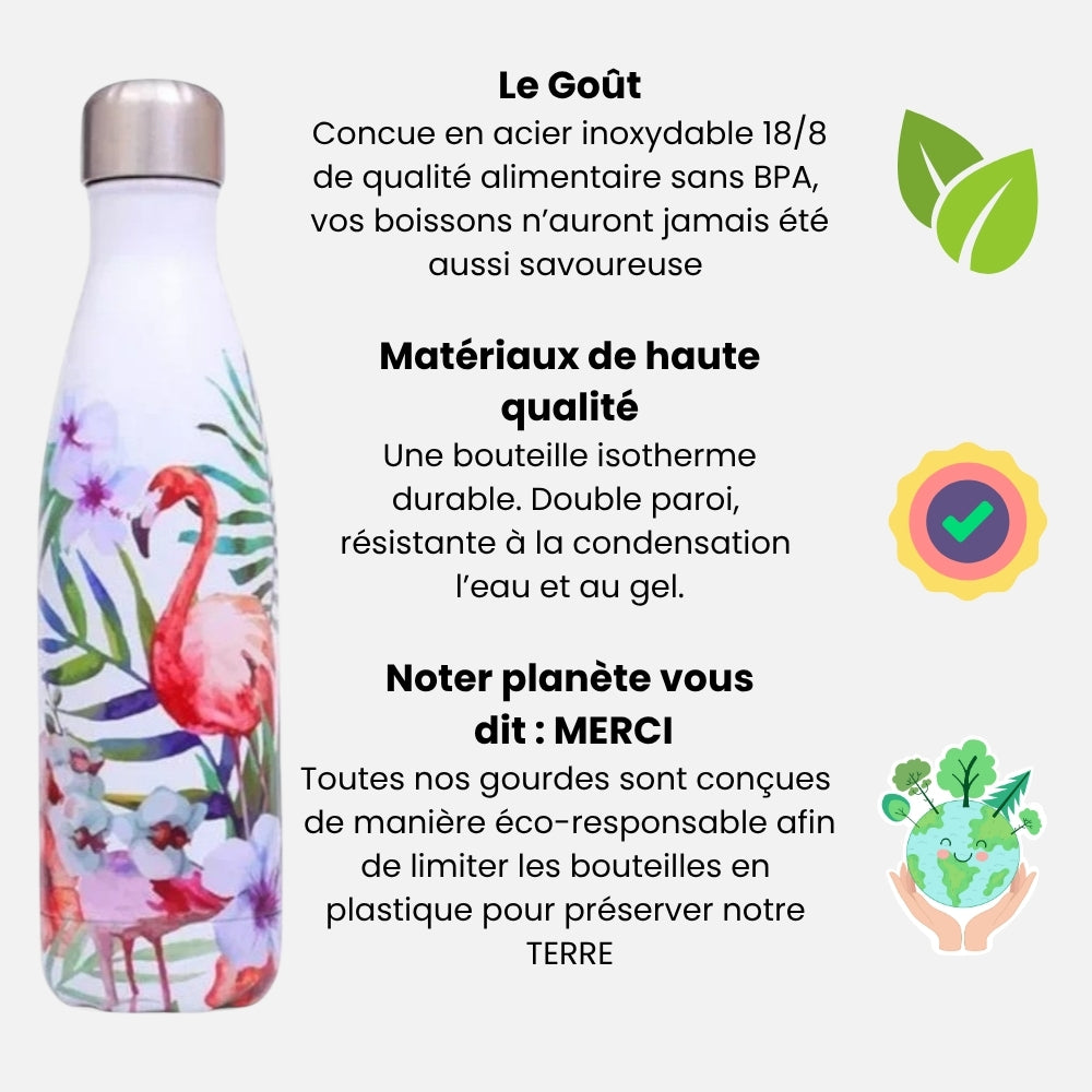 Gourde Isotherme Flamant Rose - 12H