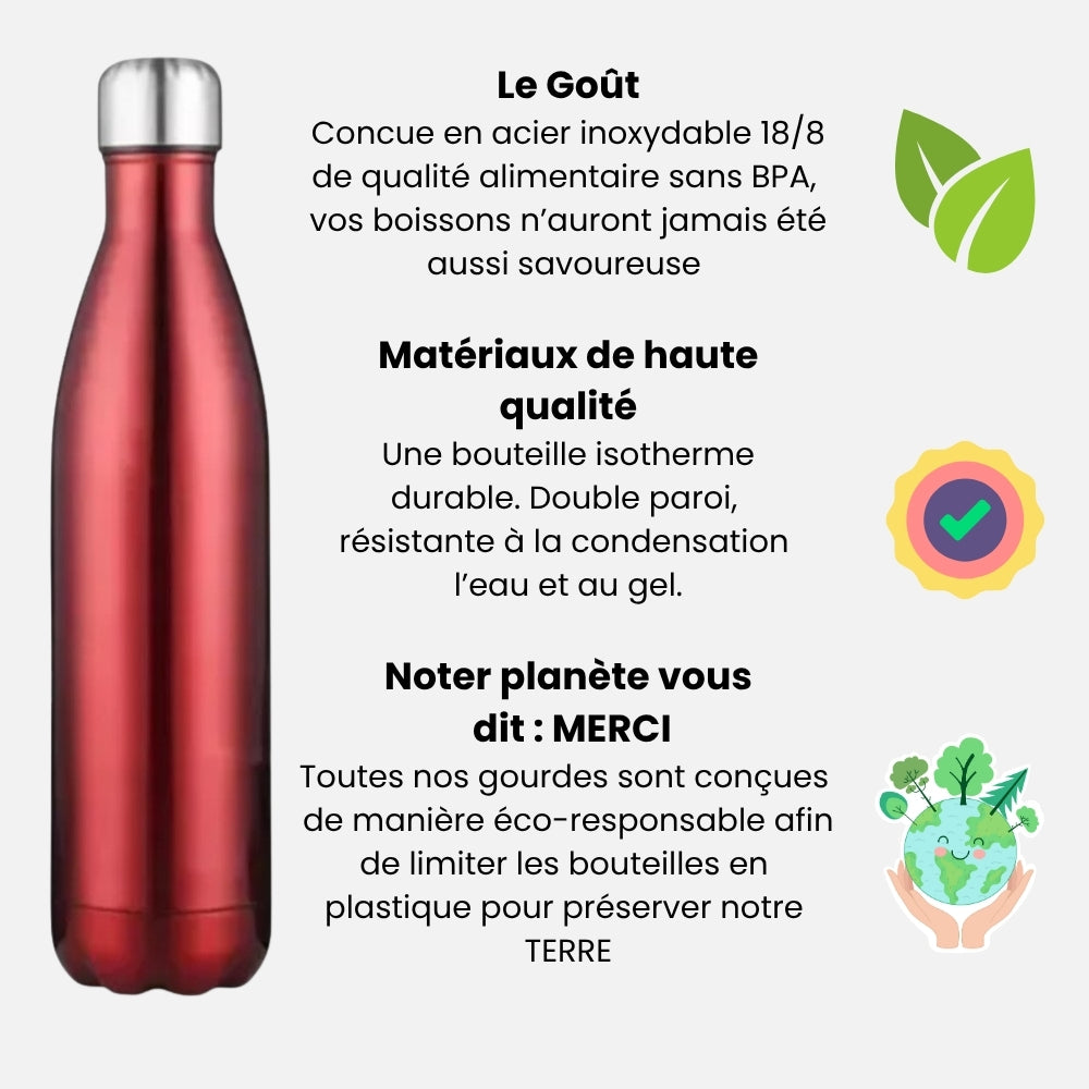 Gourde Isotherme Rouge 12H