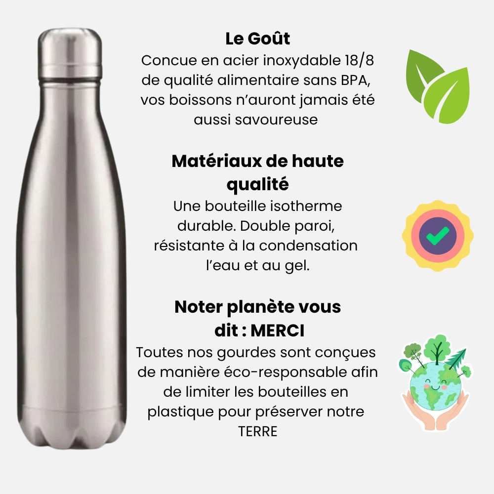 Gourde Isotherme Argent 12H