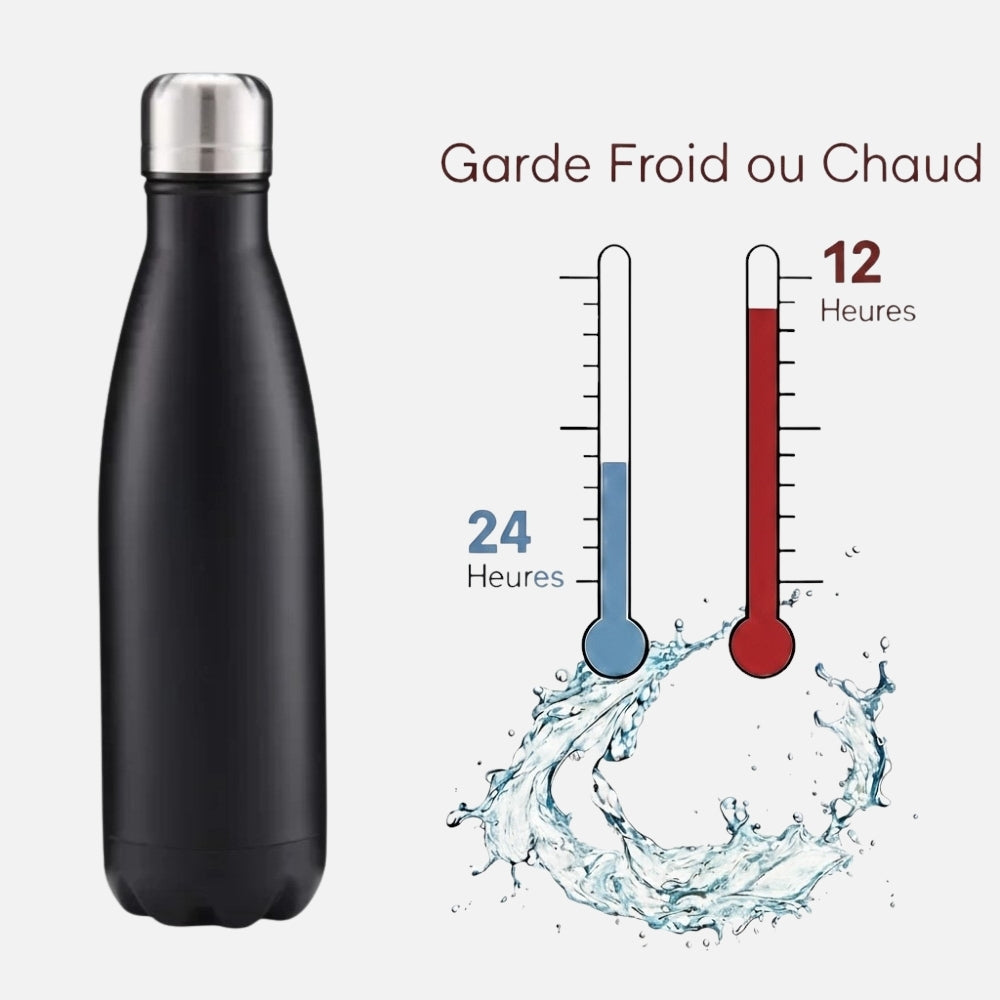 Gourde Isotherme Noire 12H