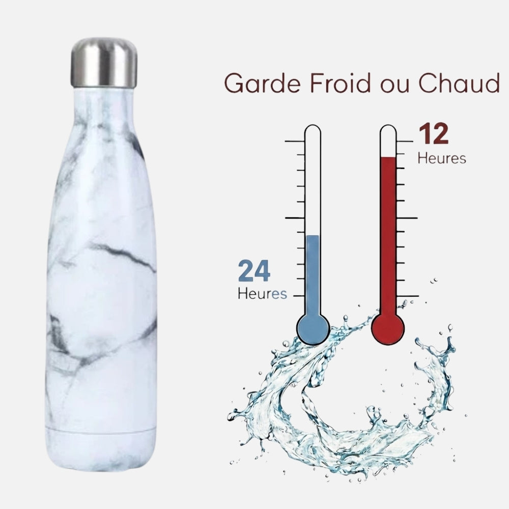 Gourde Isotherme Motif Blanc - 12H