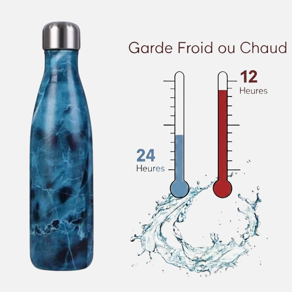 Gourde Isotherme Marbre Bleu - 12H