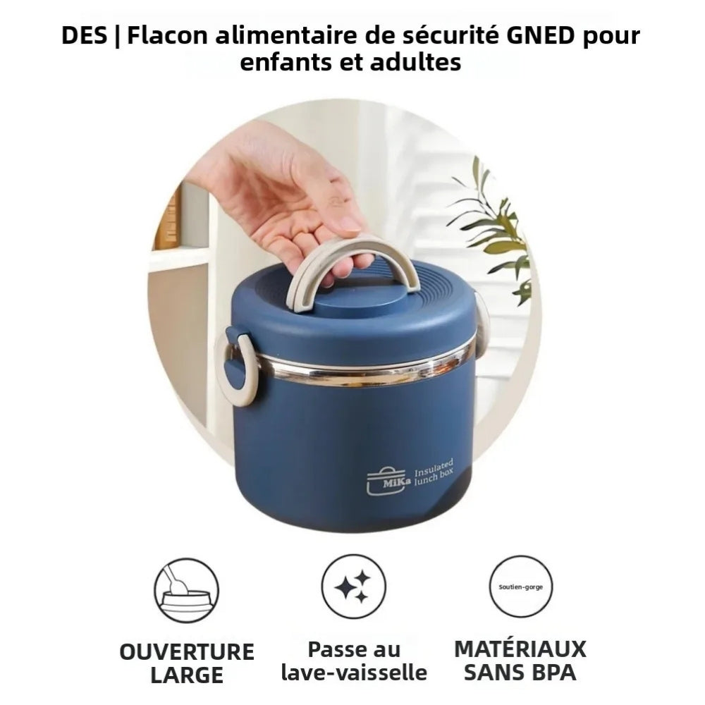 Lunch Box Isotherme Beige et Bleue