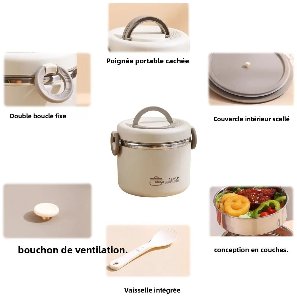 Lunch Box Isotherme Beige et Bleue