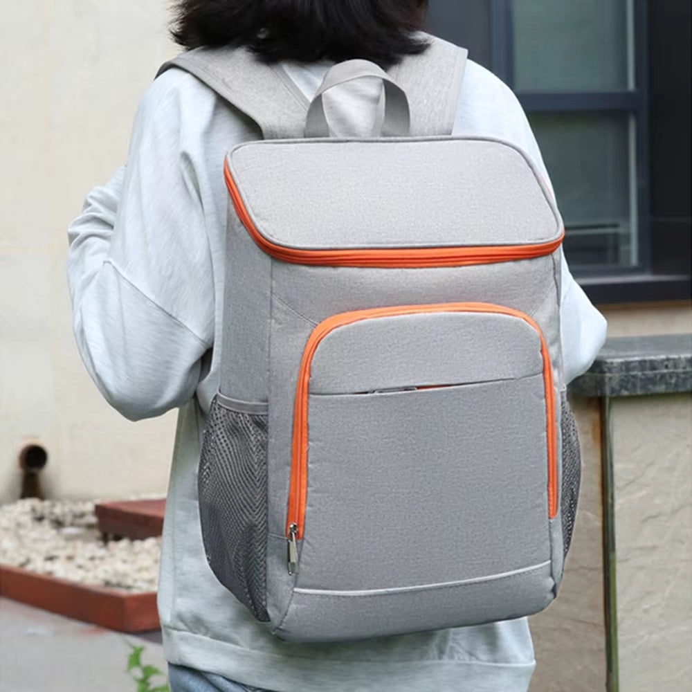 Grand Sac A Dos Isotherme Gris et Orange