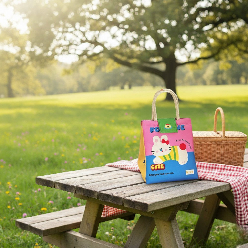 Sac Isotherme Enfant Jaune Lapin à scratch