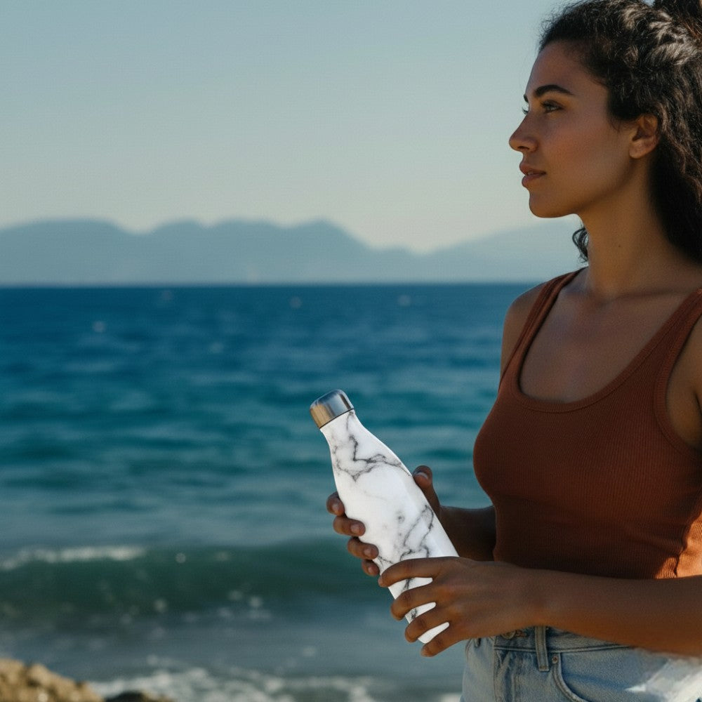 Gourde Isotherme Motif Blanc - 12H