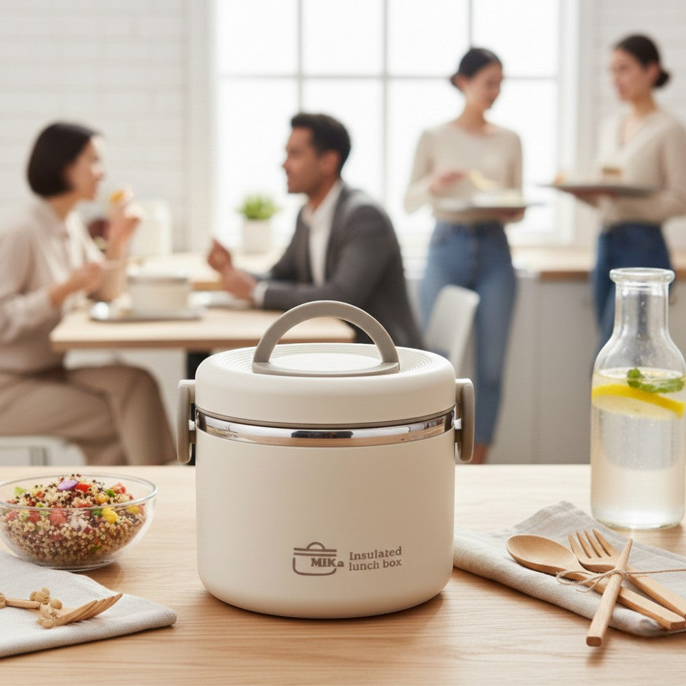 Lunch Box Isotherme Beige et Bleue