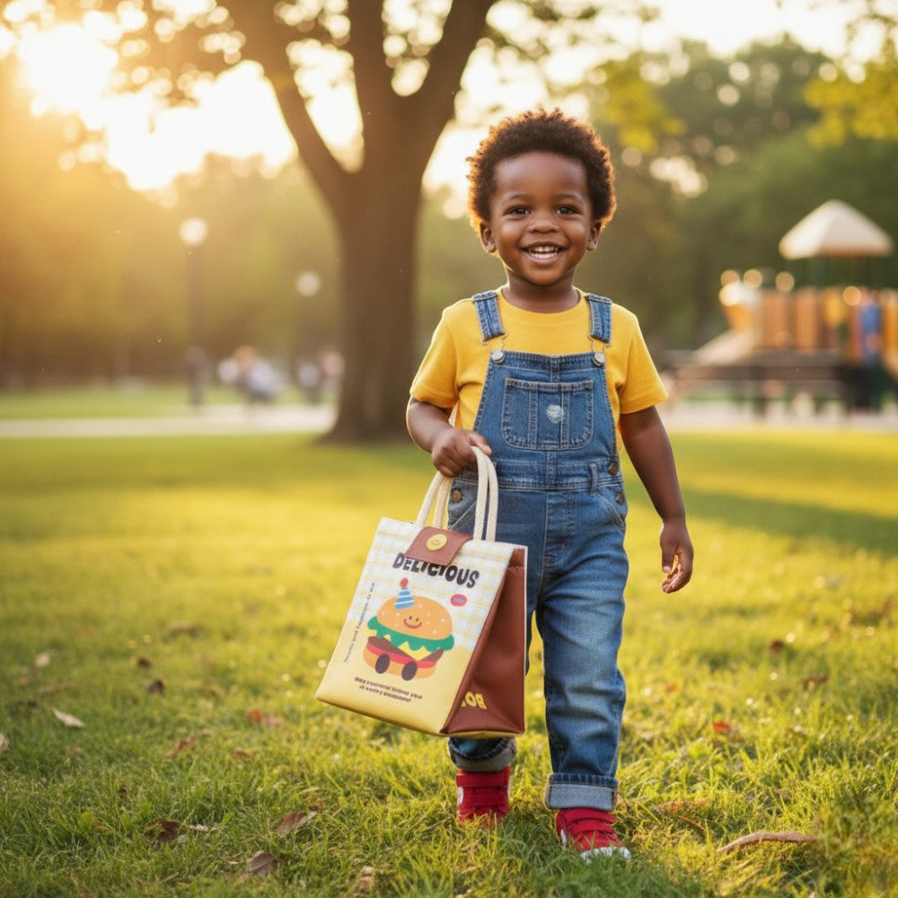 Sac Isotherme  Enfant Marron Burger à scratch
