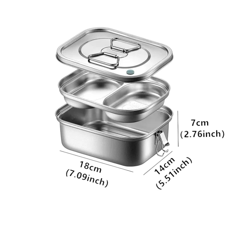 Boîte à lunch bento double couche en acier inoxydable 304
