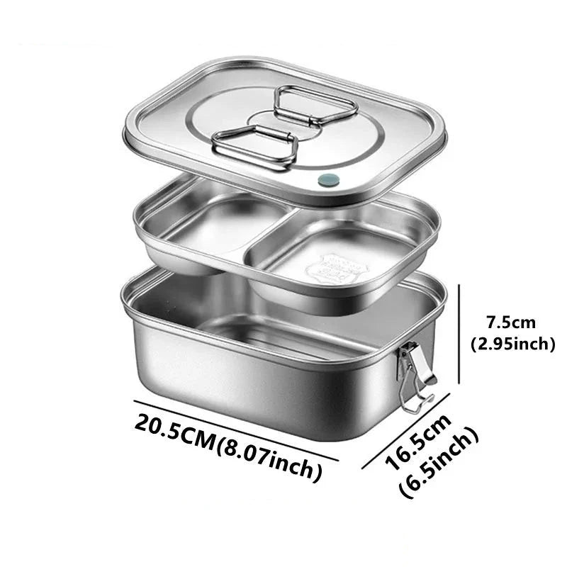 Boîte à lunch bento double couche en acier inoxydable 304