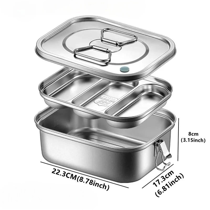 Boîte à lunch bento double couche en acier inoxydable 304