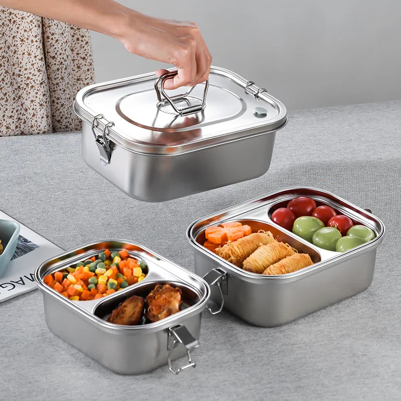 Boîte à lunch bento double couche en acier inoxydable 304