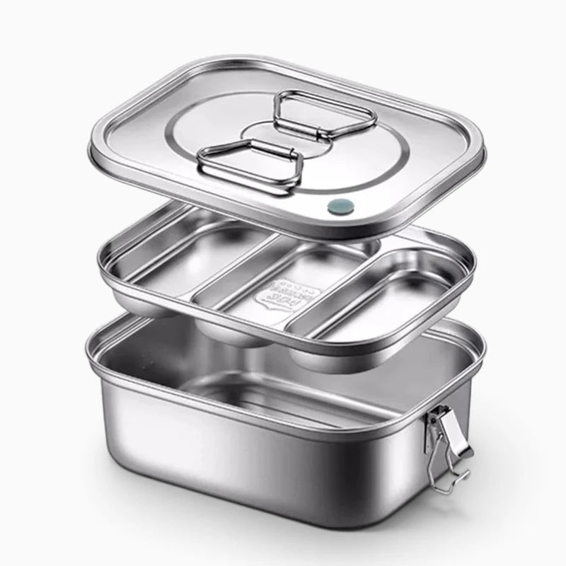 Boîte à lunch bento double couche en acier inoxydable 304