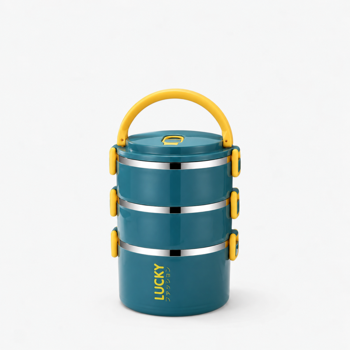 Lunch box grande capacité bleu pétrole 3 étages