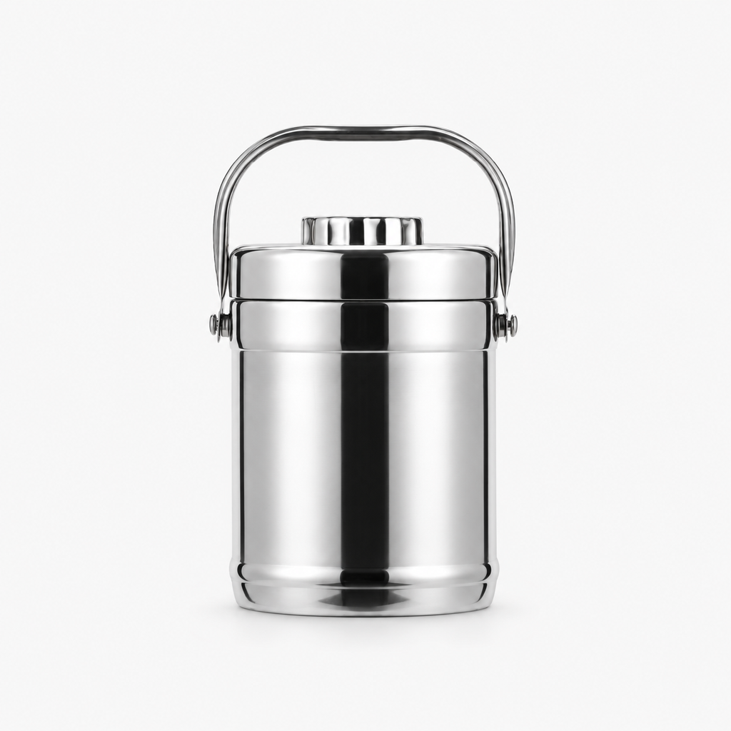 Porte-repas isotherme inox 2 L avec anse, vue de face