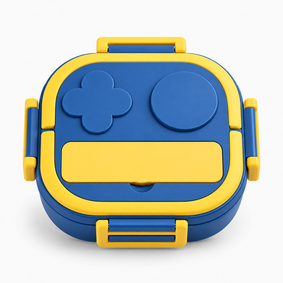 Lunch box isotherme enfant bleue et jaune, vue de face
