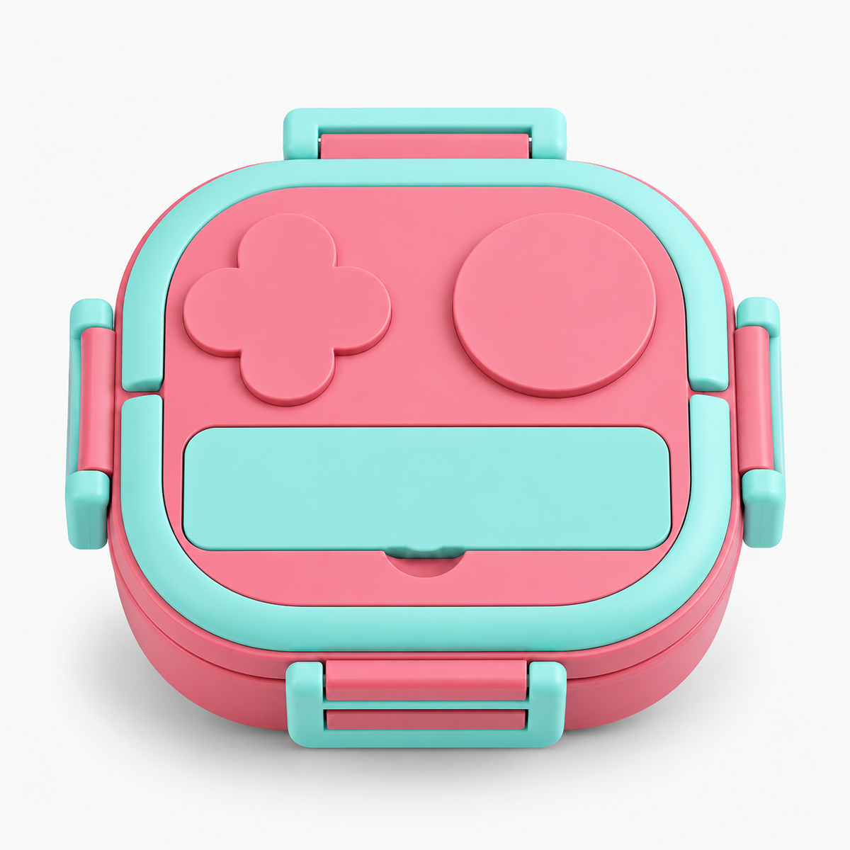 Lunch box isotherme enfant rose et turquoise, vue de face