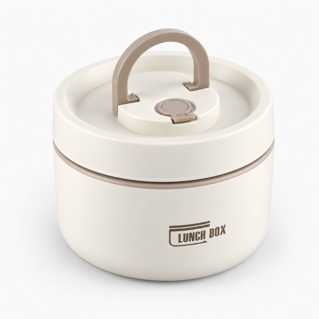 Lunch box isotherme portable fermée, vue de trois quarts