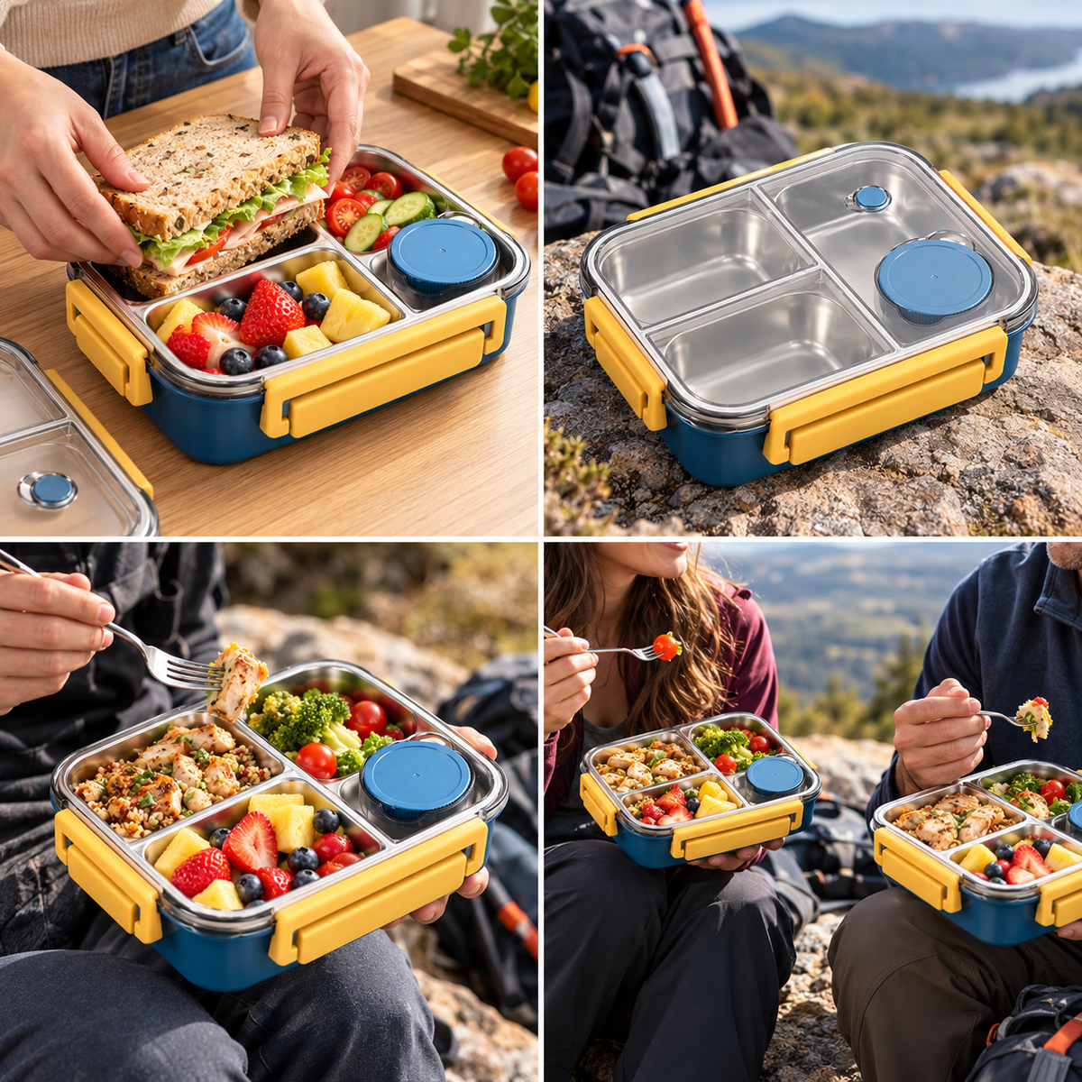 Lunch box rectangulaire utilisée à la maison, en randonnée et en pique-nique