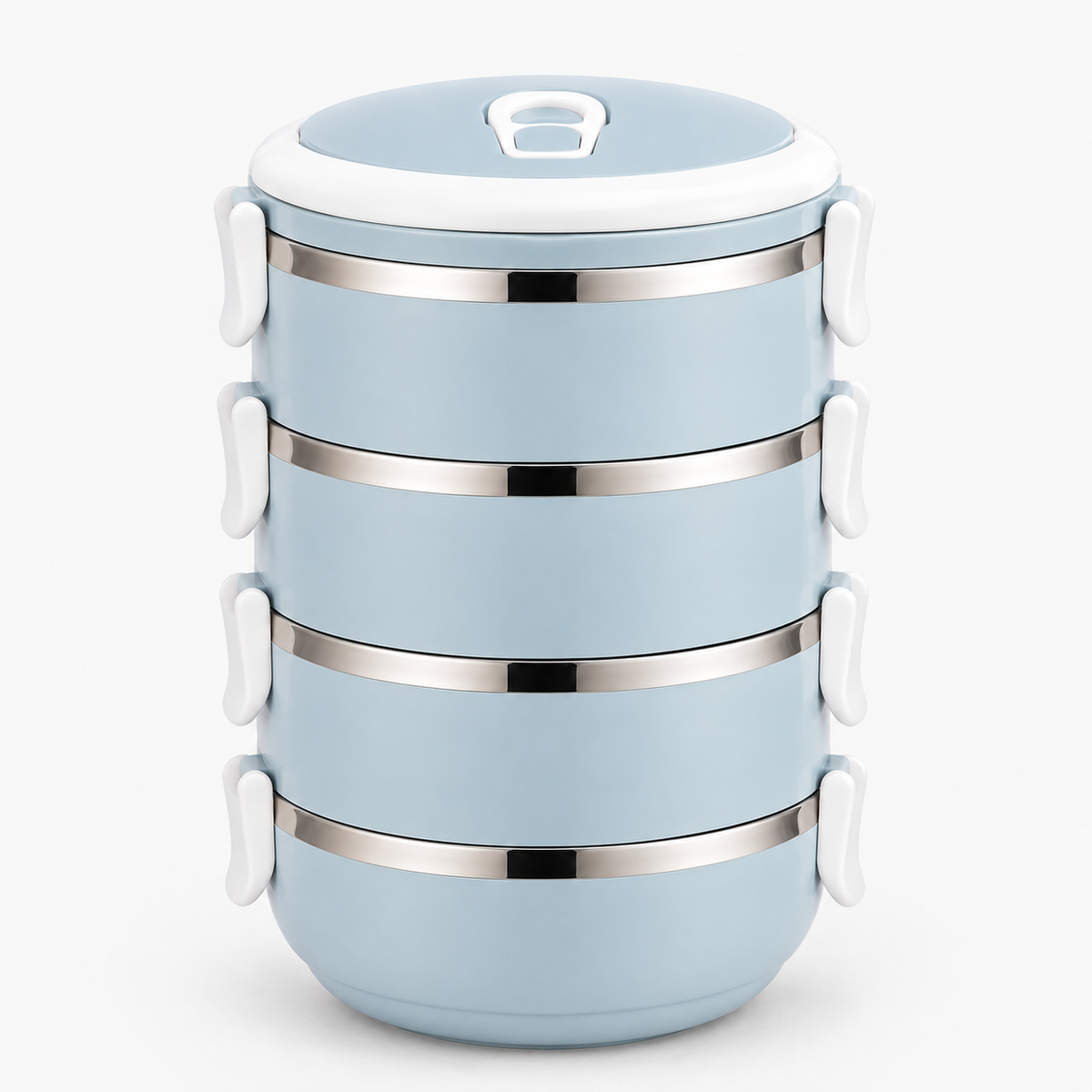 Lunch box isotherme ronde 4 étages bleu ciel